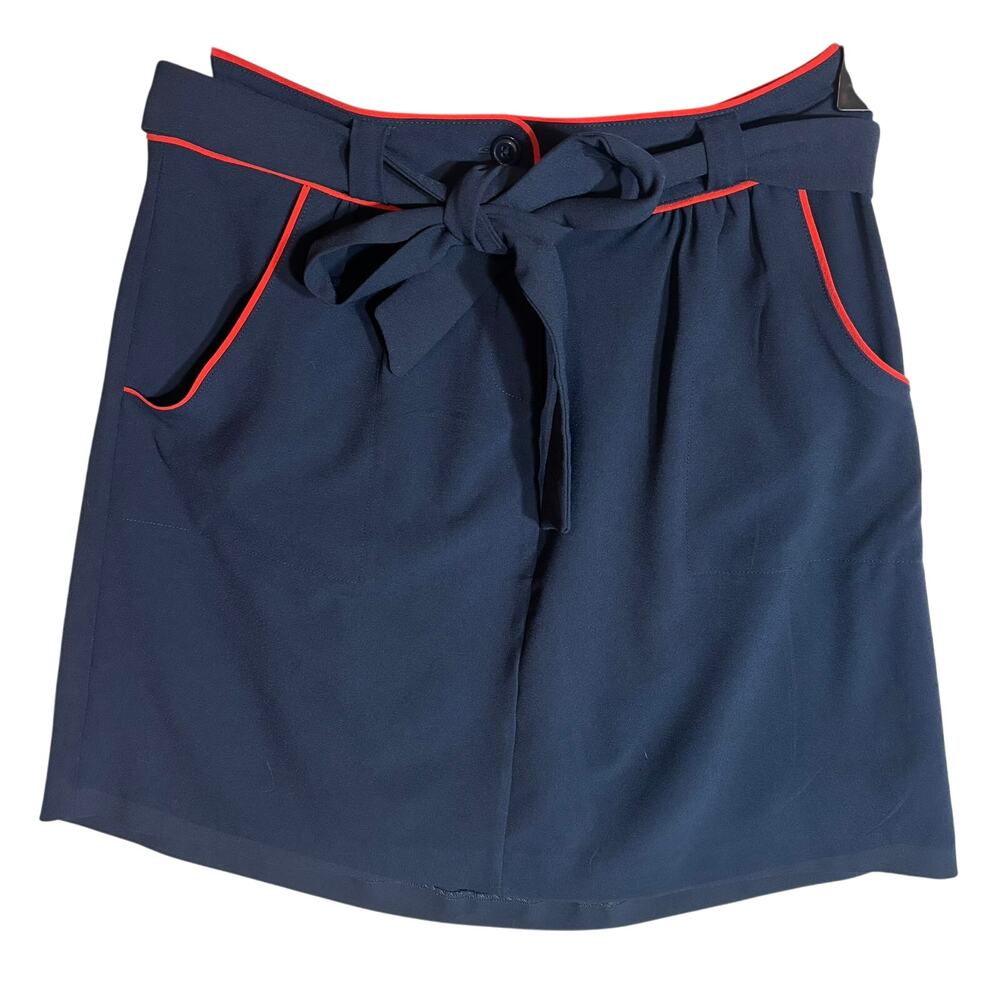 Tommy Hilfiger Navy with Red Piping Mini Skirt Tie Waist Women's Size 2